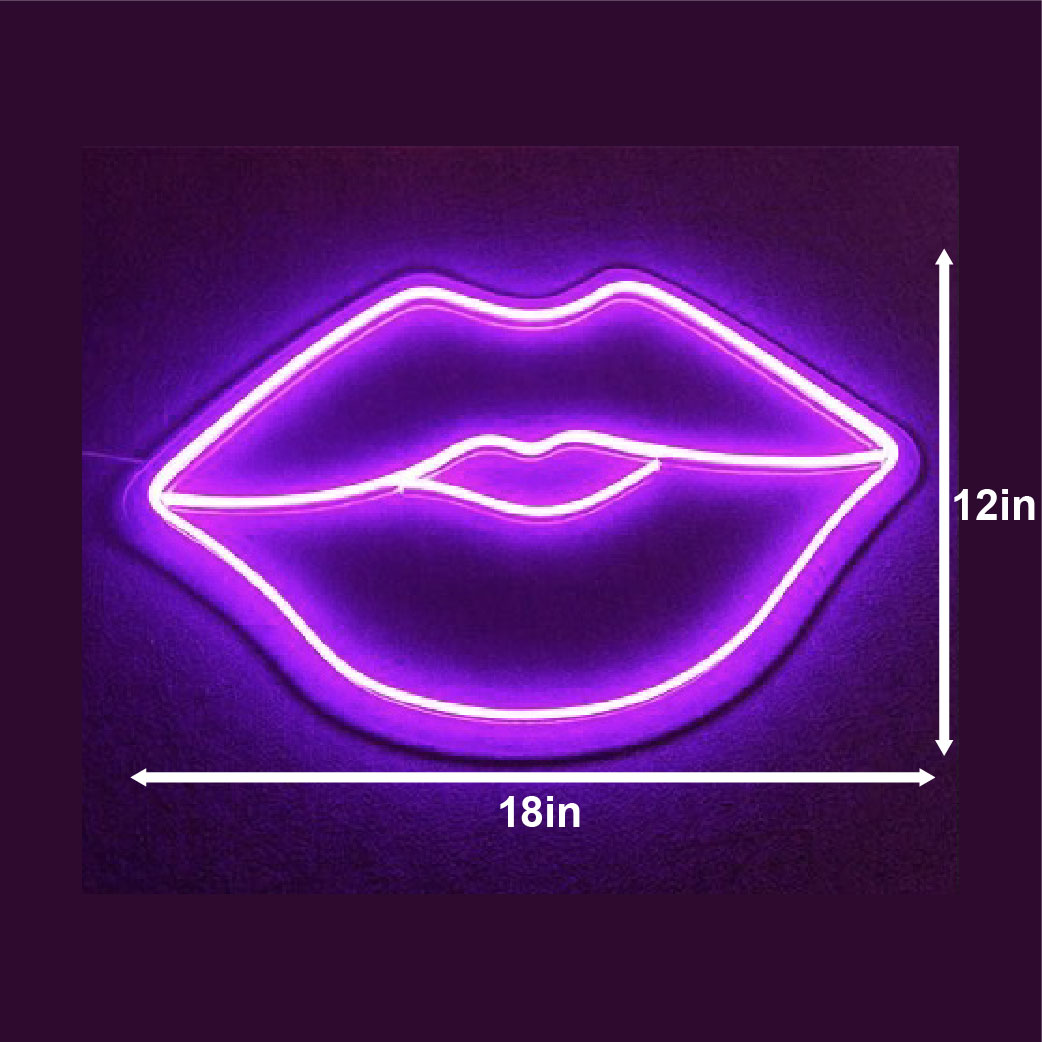 Lips Neon Sign Purple with Adapter