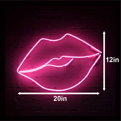 Lips Neon Sign Pink with Adapter