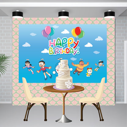 Doraemon theme birthday backdrop