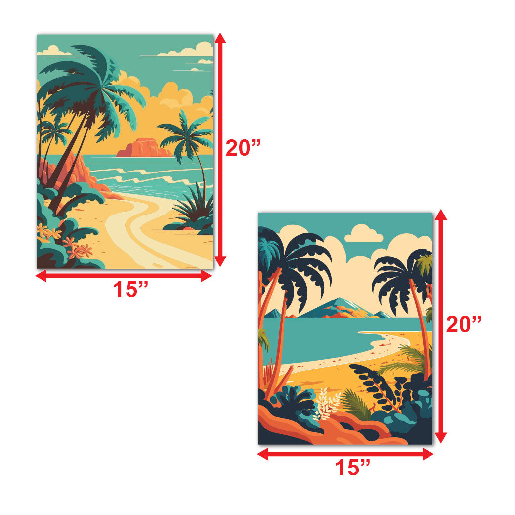 Beach View Canvas Printed Painting Set Of 2