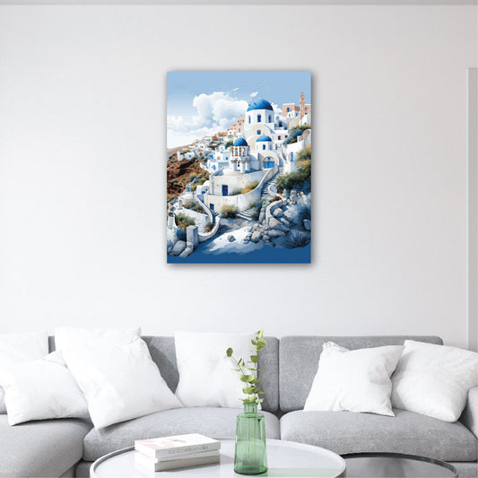 Santorini Theme Canvas Printed Painting