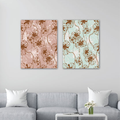 Floral Art Canvas Printed Painting Set Of 2