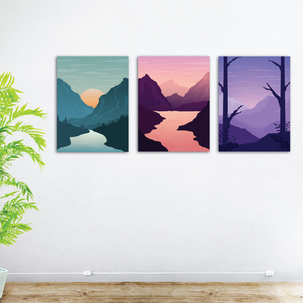 Colourpop Scenary Canvas Printed Painting Set Of 3