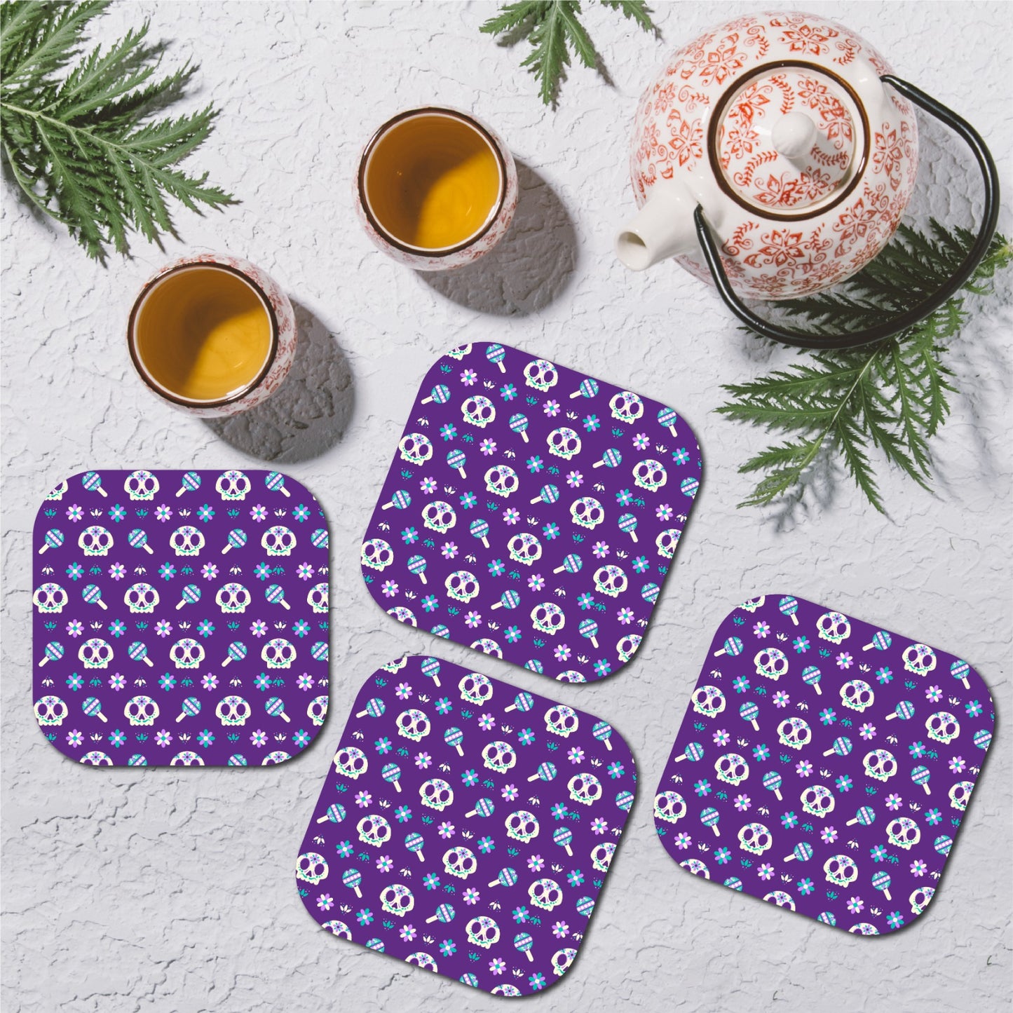 Vintage Skeleton pattern coasters