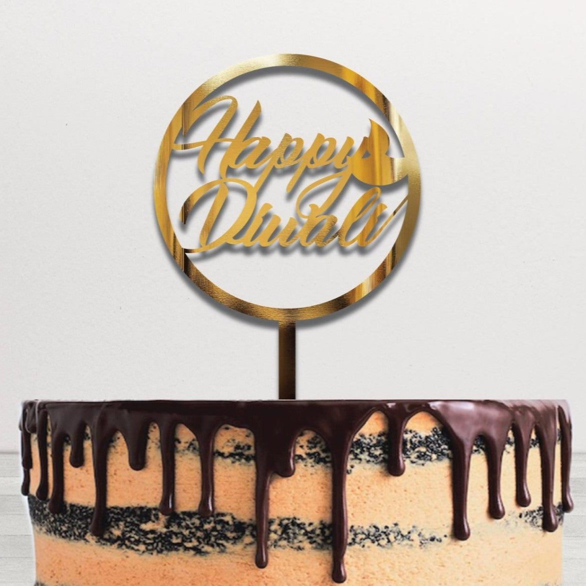 Happy Diwali Cake Topper Gold