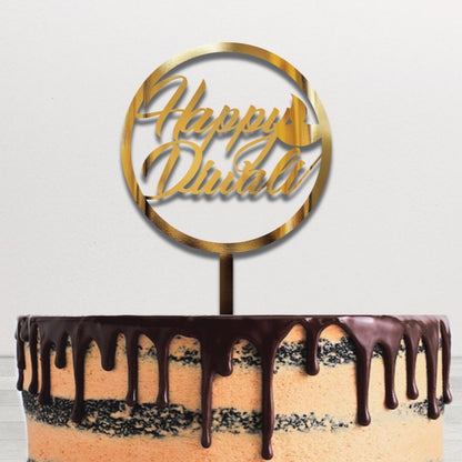 Happy Diwali Cake Topper Gold