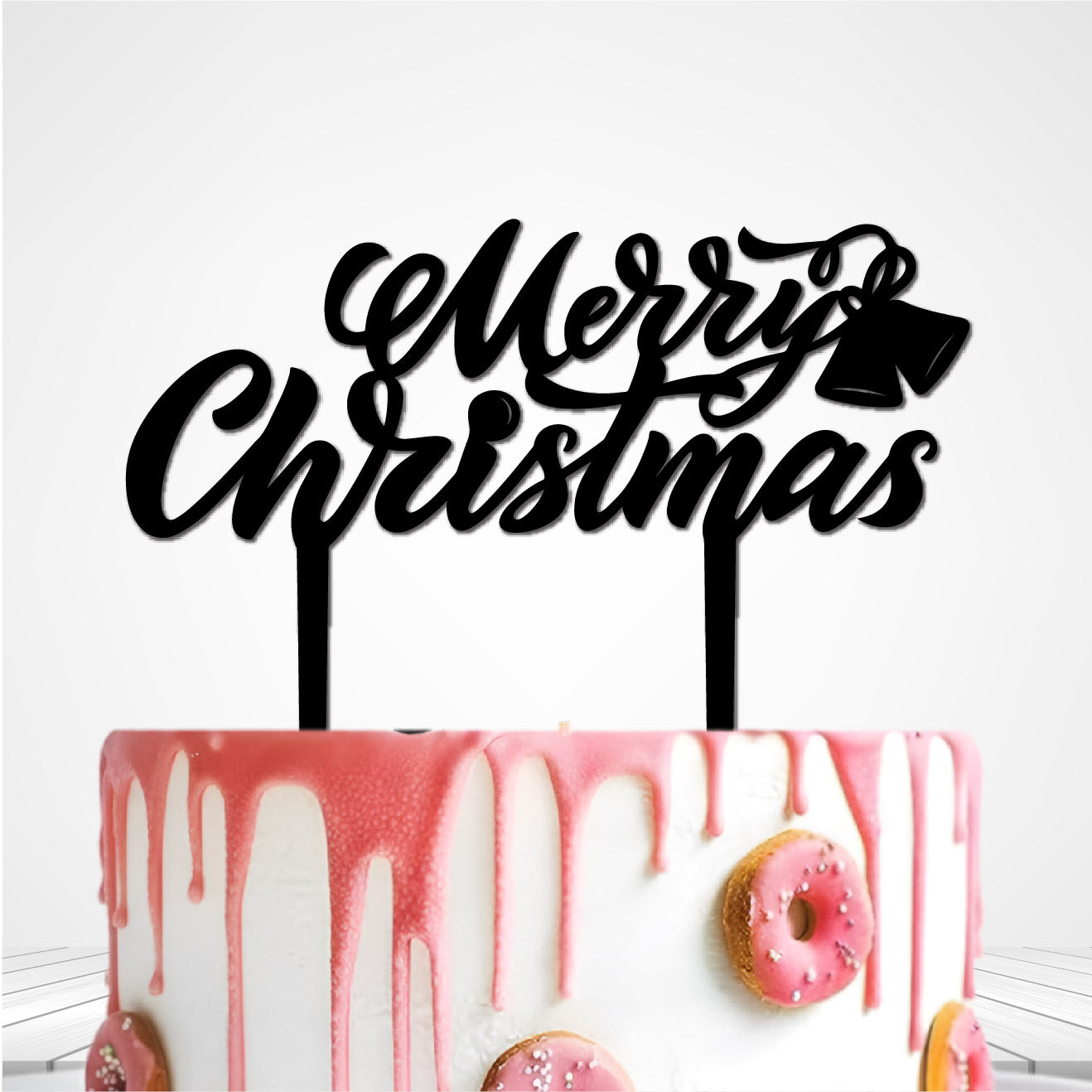  Merry Christmas With Bell cake topper