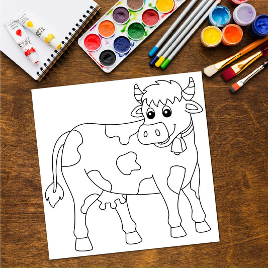 Cute cow Sketch DIY Pre-marked Canvas Base