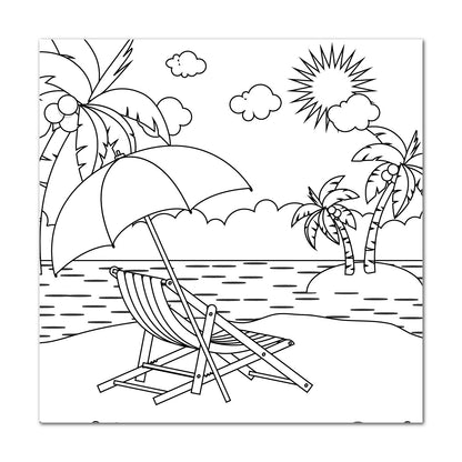 Summer Beach Sketch DIY Pre-marked Canvas Base