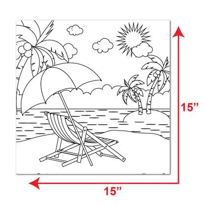 Summer Beach Sketch DIY Pre-marked Canvas Base