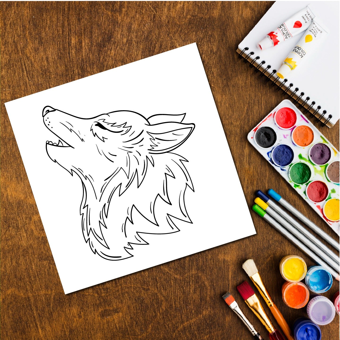 Wolf Sketch DIY Pre-marked Canvas Base