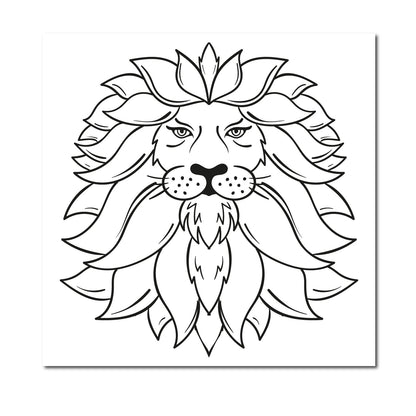 Floral Lion Sketch DIY Pre-marked Canvas Base