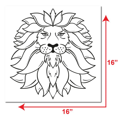 Floral Lion Sketch DIY Pre-marked Canvas Base