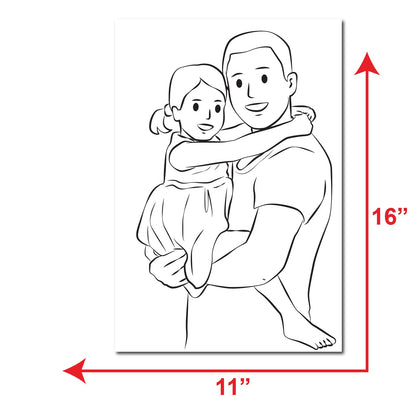 Father & Daught Sketch DIY Pre-marked Canvas Base