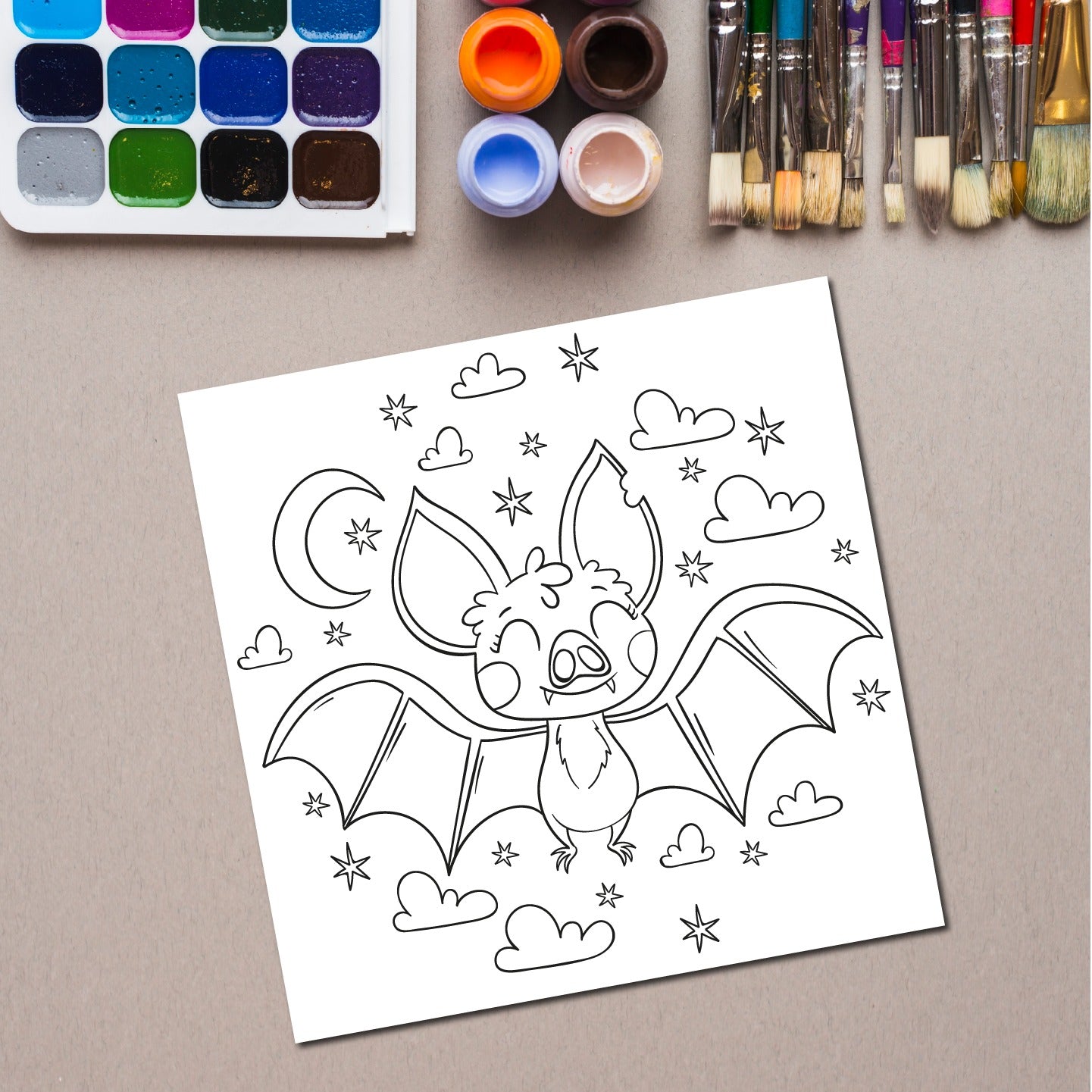 Halloween Bat Sketch DIY Pre-marked Canvas Base