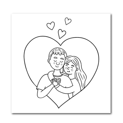 couple-hugging sketch DIY canvas base