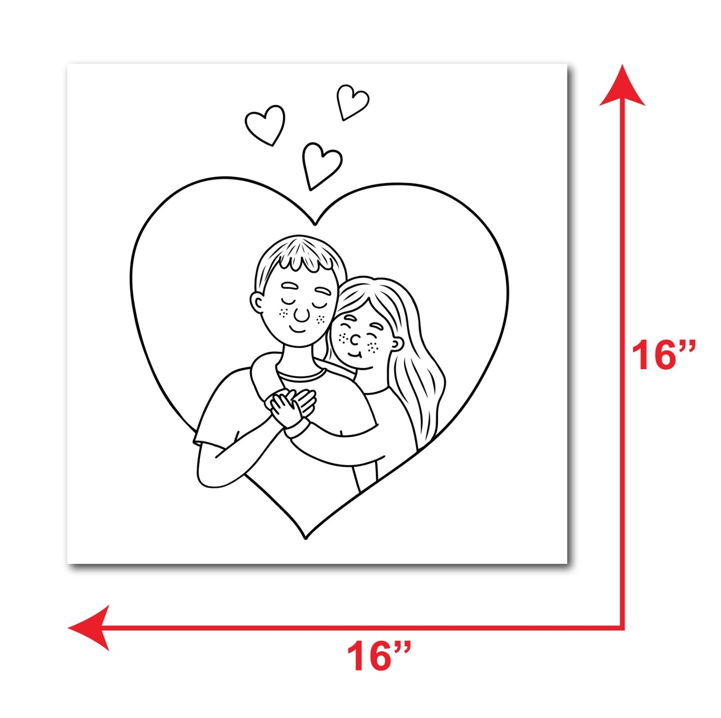 couple-hugging sketch pre-marked canvas base