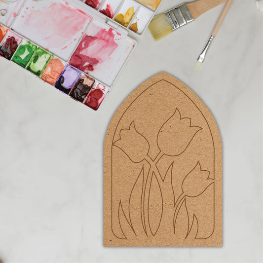 Abstract Tulip Design Pre-Marked DIY MDF Base