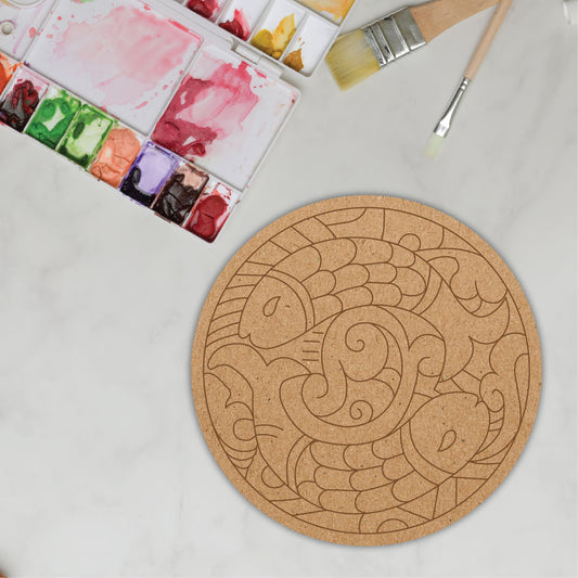 Round Shaped Fish Design Pre-Marked DIY MDF Base