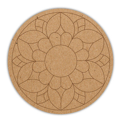 Round Shaped Flower Design Pre-Marked DIY MDF Base