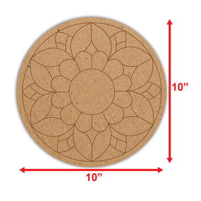 Round Shaped Flower Design Pre-Marked DIY MDF Base