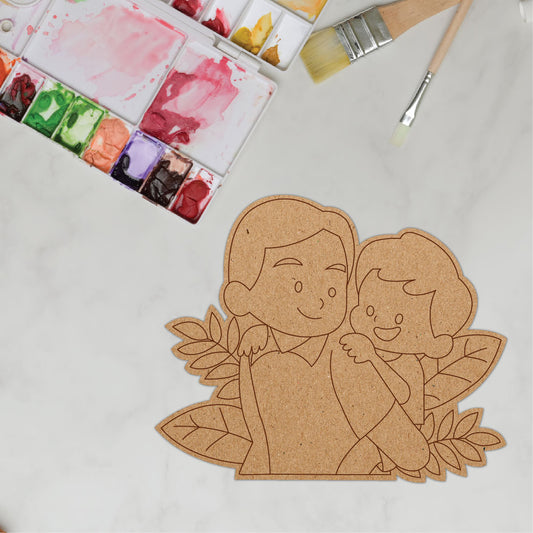 DIY Pre-marked Mother Son Design On MDF 3mm Thick For Painting, Art & Craft