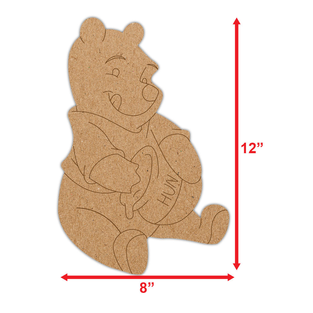 DIY Pre-marked Pooh Design On MDF 3mm Thick For Painting, Art & Craft