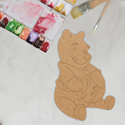DIY Pre-marked Pooh Design On MDF 3mm Thick For Painting, Art & Craft