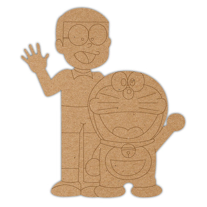 DIY Pre-marked Doremon & Nobita Design On MDF 3mm Thick For Painting, Art & Craft