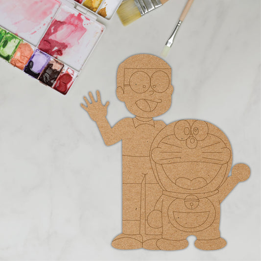 DIY Pre-marked Doremon & Nobita Design On MDF 3mm Thick For Painting, Art & Craft