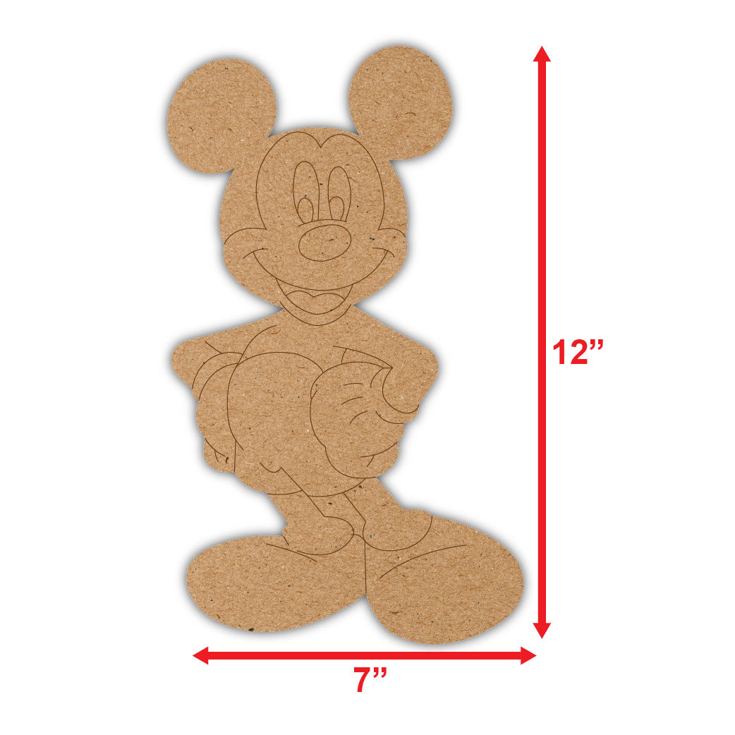 DIY Pre-marked Mickey Mouse Design On MDF 3mm Thick For Painting, Art & Craft