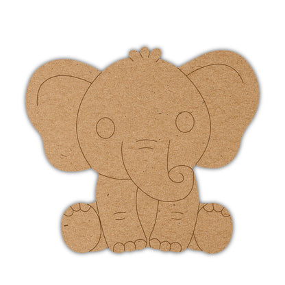 DIY Pre-marked Cute Elephant Design On MDF 3mm Thick For Painting, Art & Craft