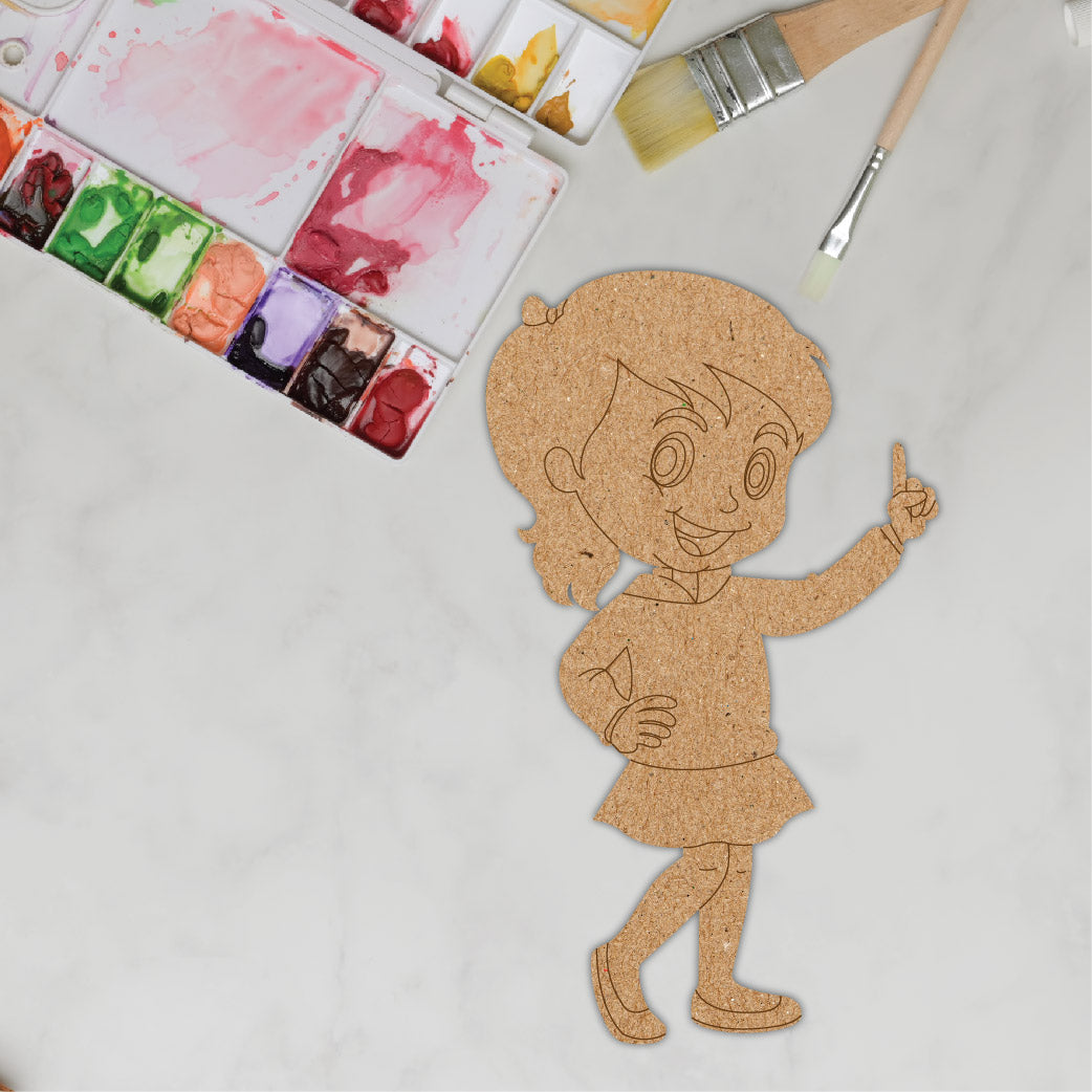 DIY Pre-marked Cute Girl On MDF 3mm Thick For Painting, Art & Craft