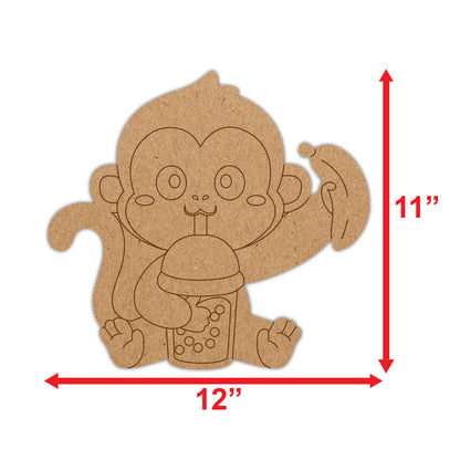 DIY Pre-marked Monkey On MDF 3mm Thick For Painting, Art & Craft