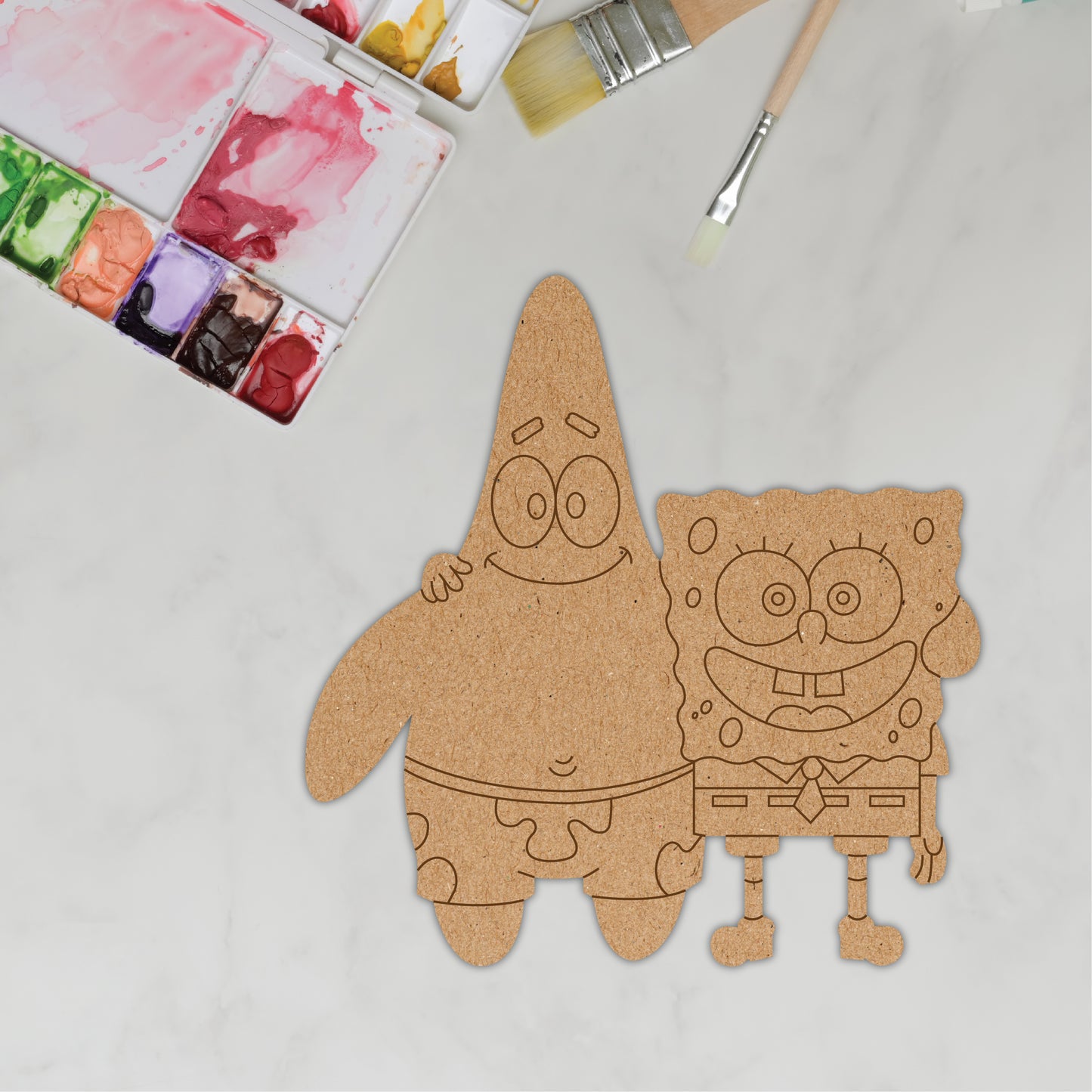 DIY Pre-marked Spongebob SquarePants On MDF 3mm Thick For Painting, Art & Craft