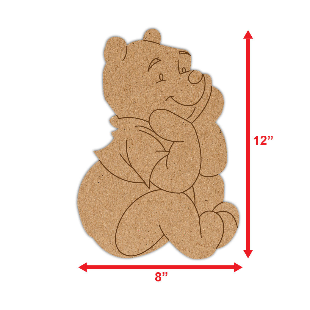 DIY Pre-marked Pooh On MDF 3mm Thick For Painting, Art & Craft