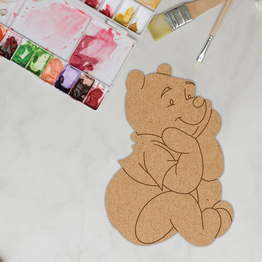 DIY Pre-marked Pooh On MDF 3mm Thick For Painting, Art & Craft