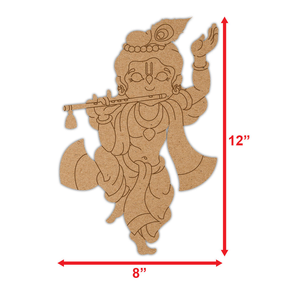 DIY Pre-marked Lord Krishna On MDF 3mm Thick For Painting, Art & Craft