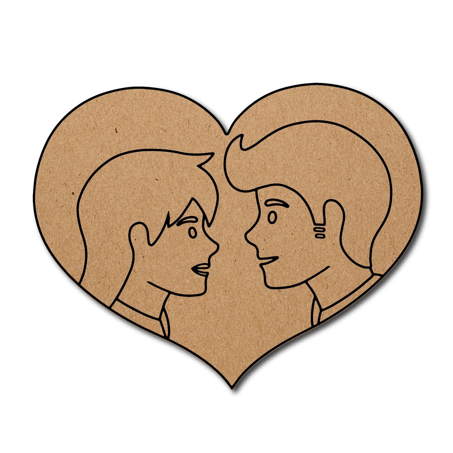 couple love with heart-shaped pre-marked MDF base