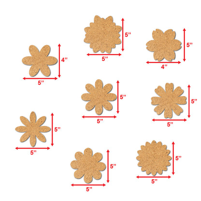 Flower Shape MDF Cutouts Set Of 8