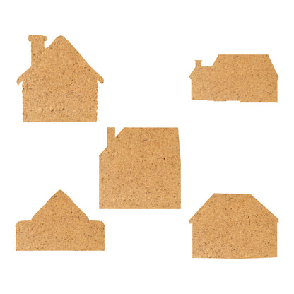 Home Shape MDF Cutouts Set Of 5