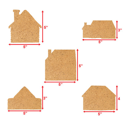 Home Shape MDF Cutouts Set Of 5