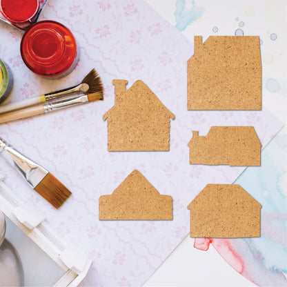 Home Shape MDF Cutouts Set Of 5