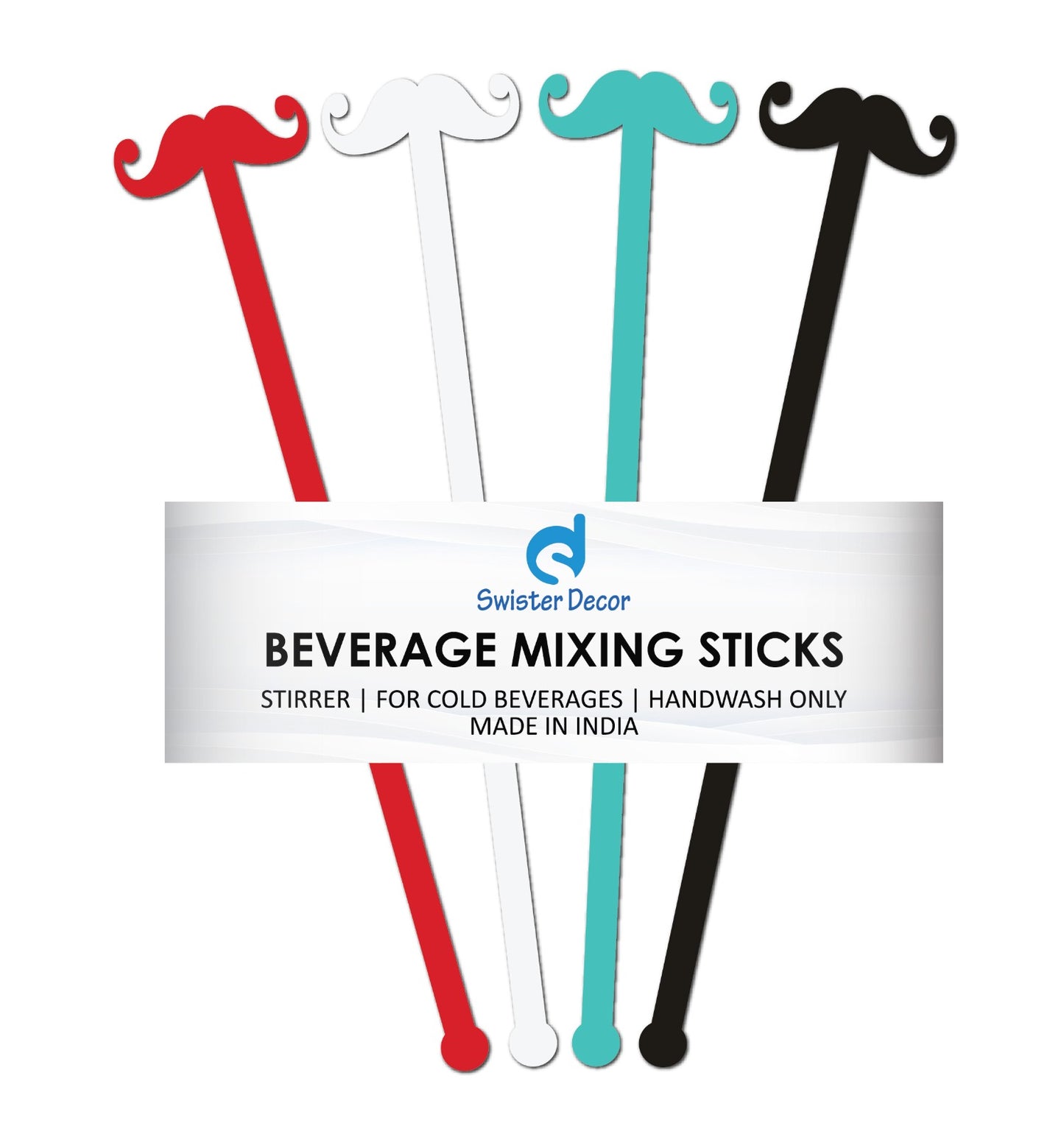 Mustache-Shaped drink stirrers