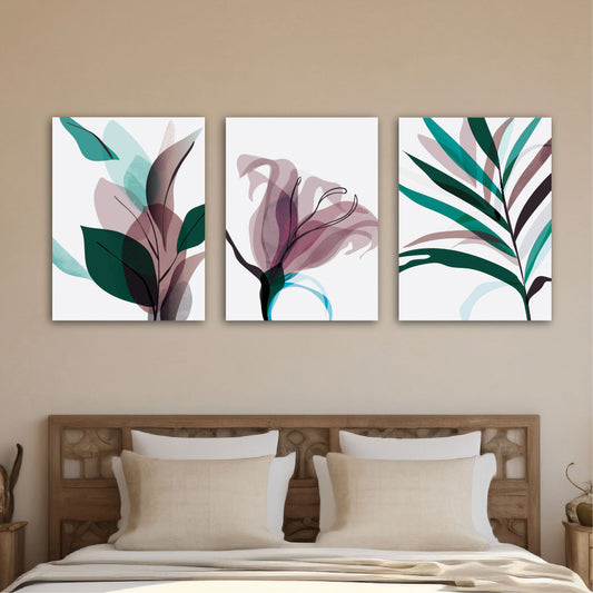 Summer Flower Bloom Rectangular Wall Art Set Of 3