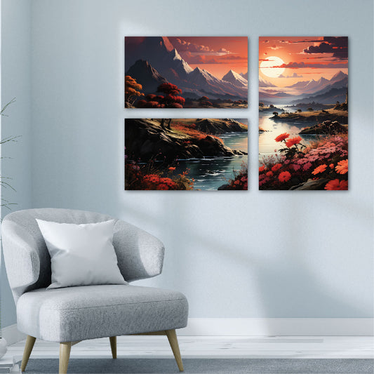 Attention Grabbing Scenic View Print For Home Decor Set Of 3