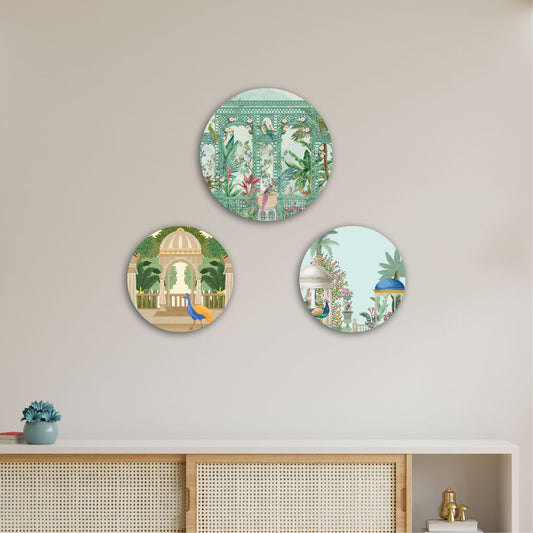 Cultural Mughal Prints Round Shaped wall art 