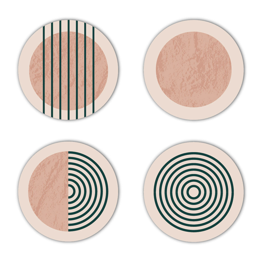 Spiral Abstract Print Round Shaped Home Decor Art Piece Set Of 4