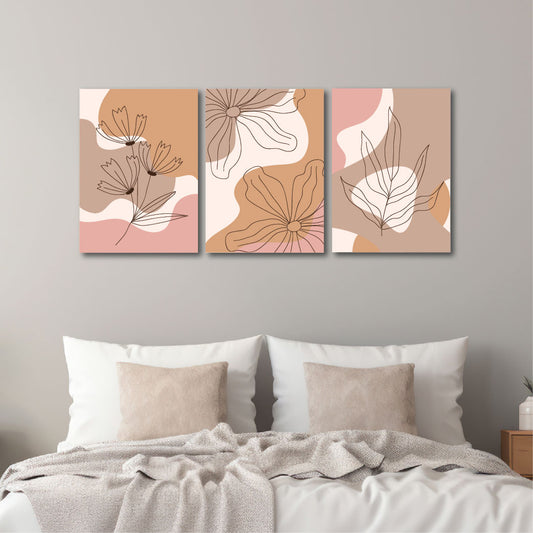 Modern Flower Pattern Home Decor Art Piece Set Of 3