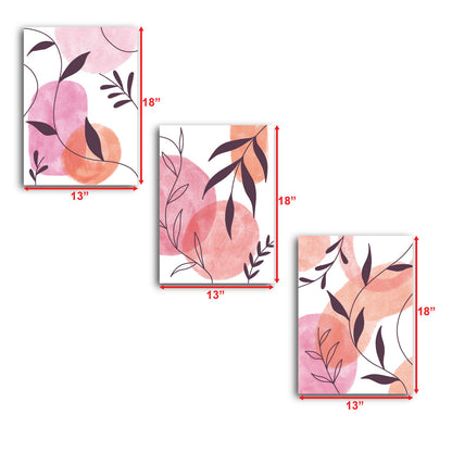 Abstract Leaves Home Decor Art Piece Set Of 3